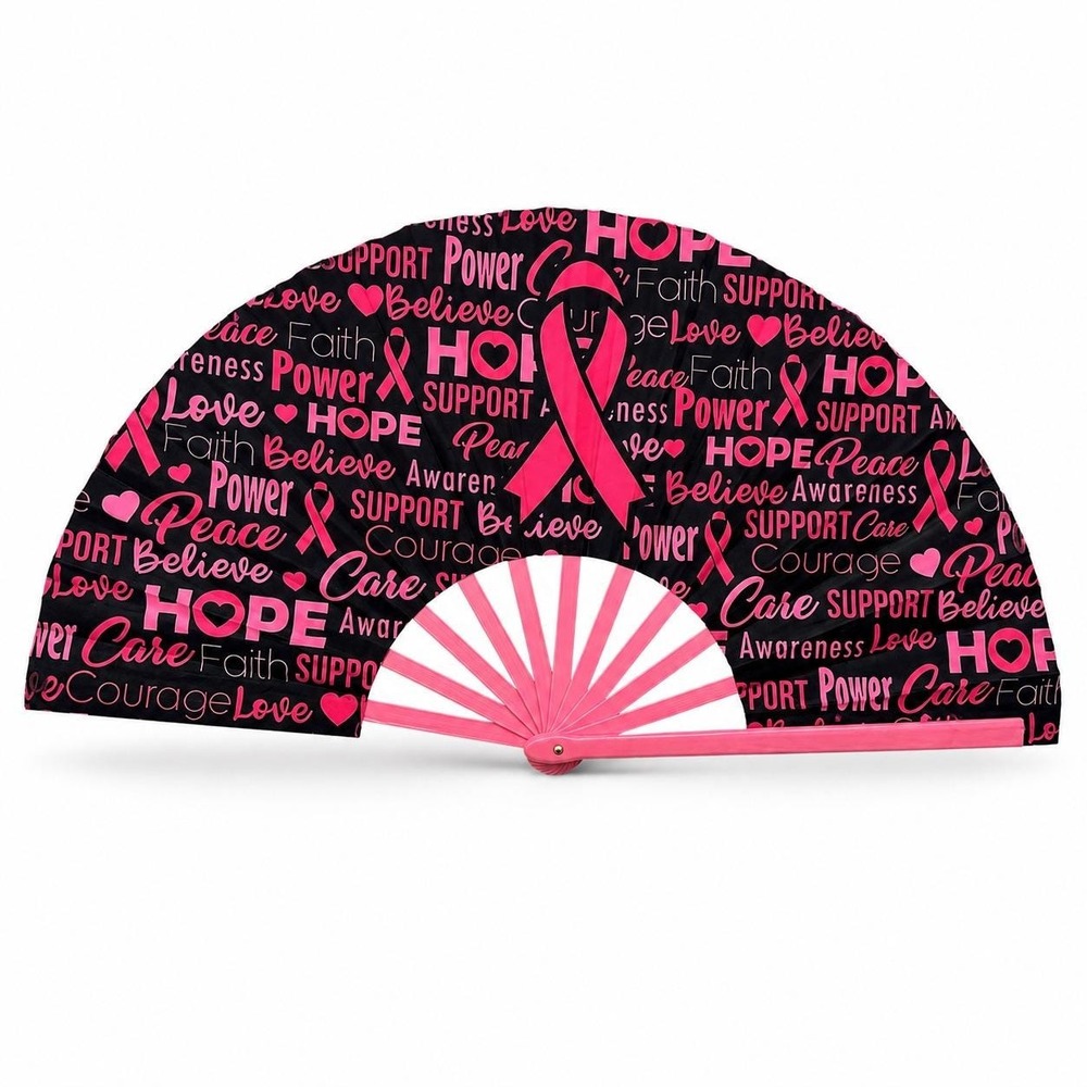 Breast Cancer Awareness Folding Hand Fan | Hope Support Gift | Pink Ribbon Fan